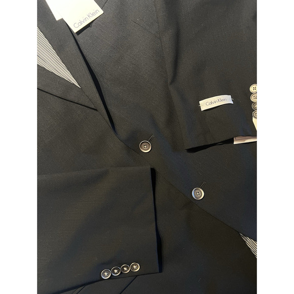 New Calvin Klein Mens 46L Slim Fit Solid Black Blazer Sport Coat Suit Jacket NWT - Picture 8 of 14